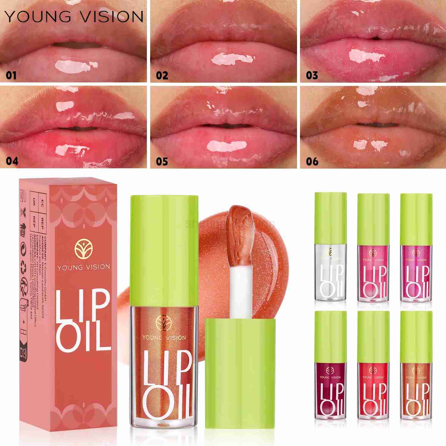 YOUNG VISION Transparent Lip Oil 6 Colors Available for Lip Moisturizing Lip Oil Lip Enriching Lip Protection LipglossCL240716