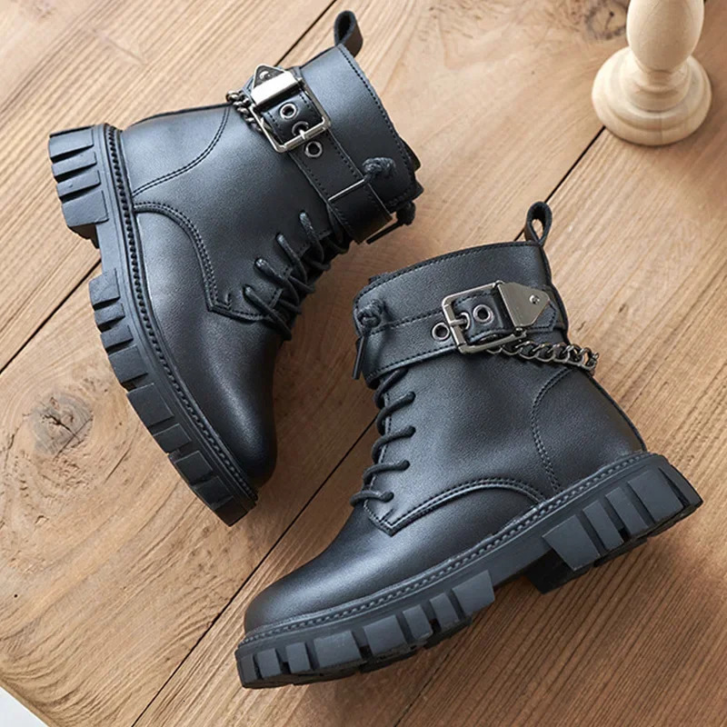 Kids Shoes Soft Sole Casual Ankle Boots Girls Cotton Shoes Zipper Non Slip Leather Boots Boys Student Shoes Children Shoes 240710