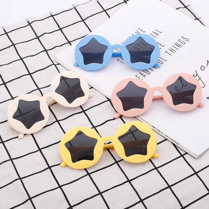 Sunglasses New childrens round frame five pointed star Sunglasses personality decoration baby fashion lovely sunshade color