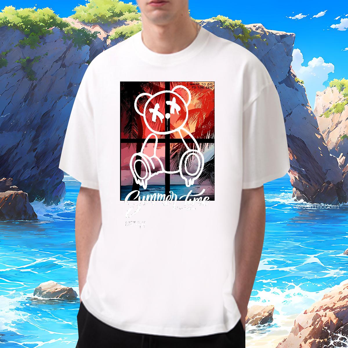 Brand Tshirt for Man Woman Graffiti Art 230g 100% Cotton Breathable Short Sleeve High Street Hip Hop Man T Shirts DIY Anime Wholesale Tee Shirt