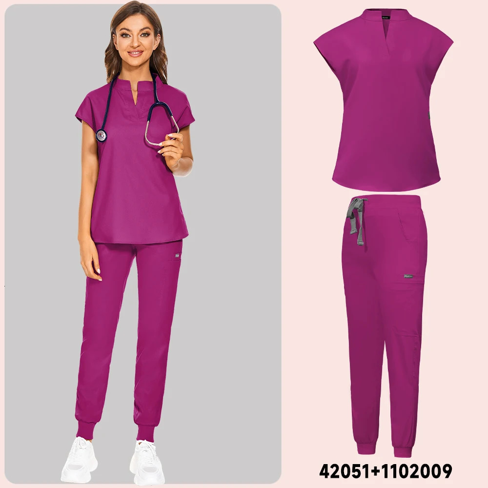 Slim Fit Scrubs Uniforms Women Scrubs Tops Pant Hospital Nurses Accessories Dental Clinic Beauty Salon Spa Lab Workwear 240715