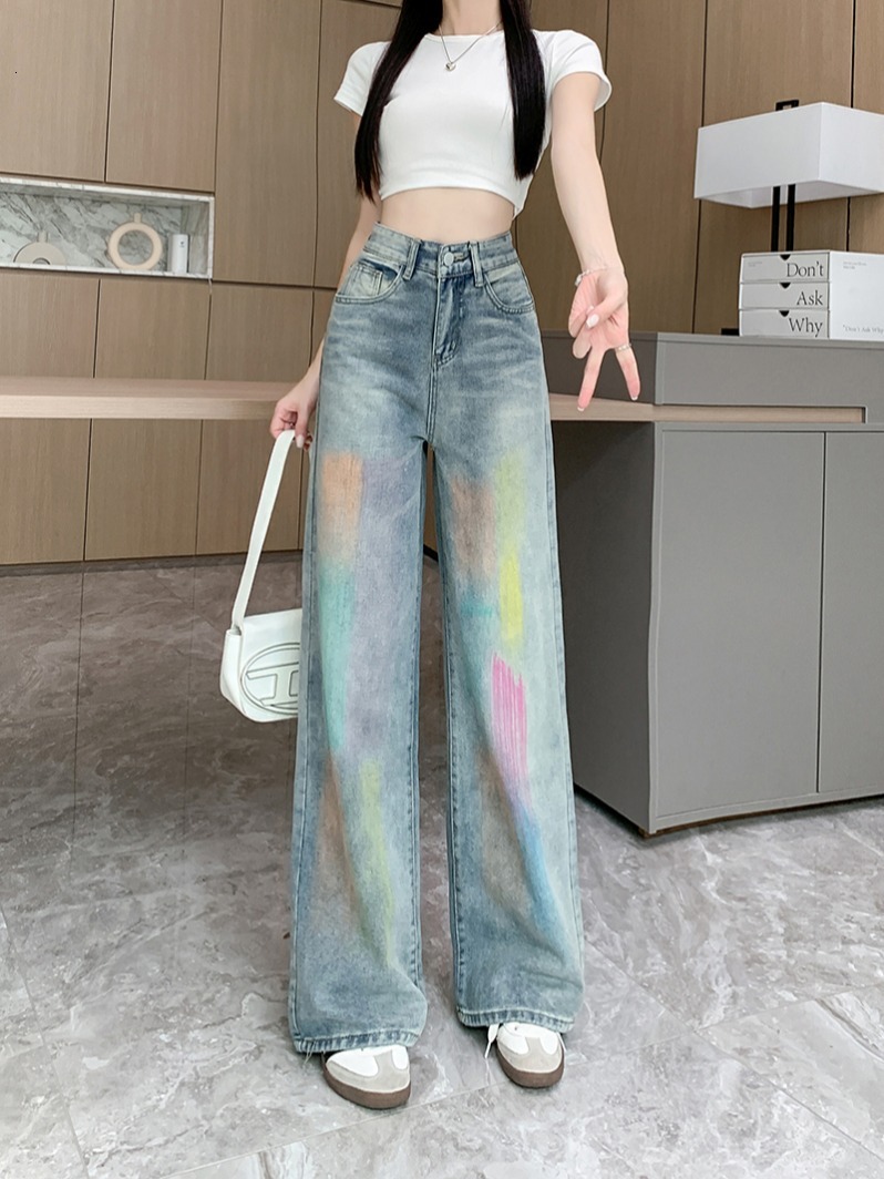 Designer women's jeans elastic denim men's pants men's and women's fashion brand luxury pants jeans trend brand motorcycle pants w