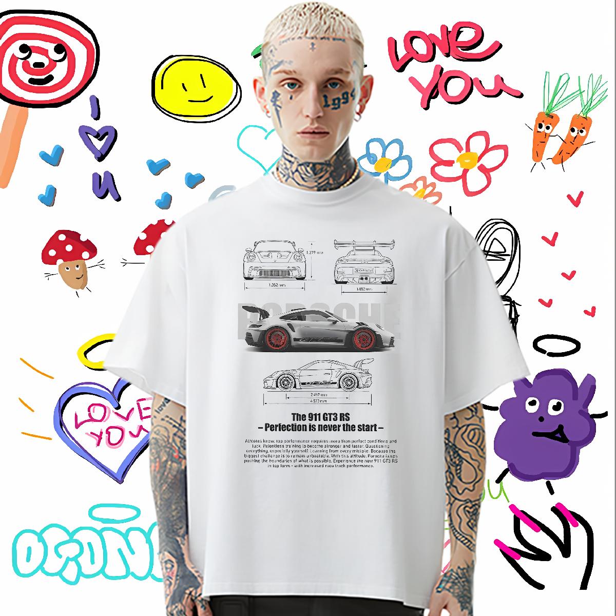 2024 Summer Men T Shirts fashion 230g 100% Cotton Custom Printing Street Casual Tshirts Crew Neck Cotton Breathable High Quality