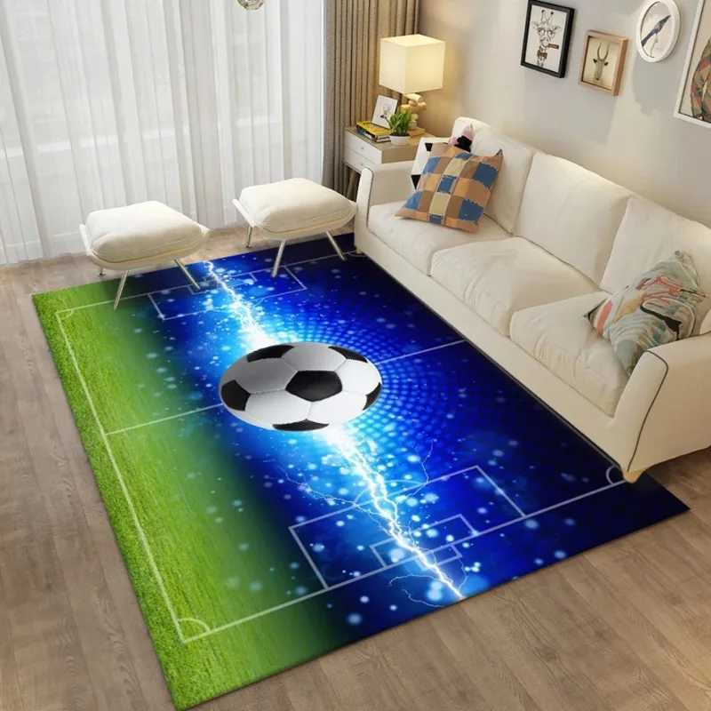 Carpets 3D Football Field Large Carpet for Bedroom Living Room Home Decoration Rug Entrance Door Mat Boys Kids Room Rug Soft Floor Mat R240716