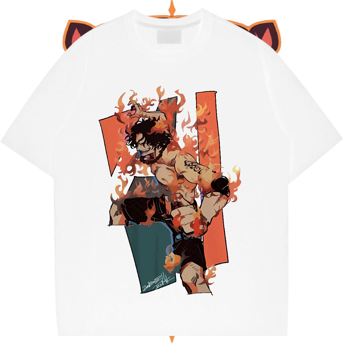 Wholesale T-Shirts Anime Printing Street Cotton Breathable Short Sleeve Couples T Shirts Fashion Floral Print Wear