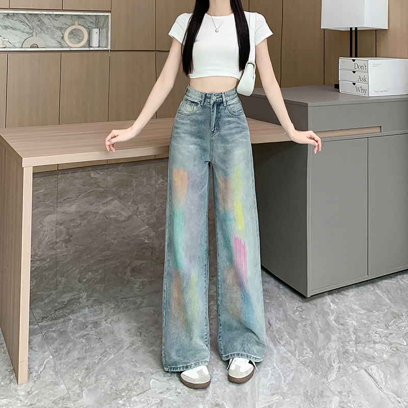 Designer women's jeans elastic denim men's pants men's and women's fashion brand luxury pants jeans trend brand motorcycle pants w