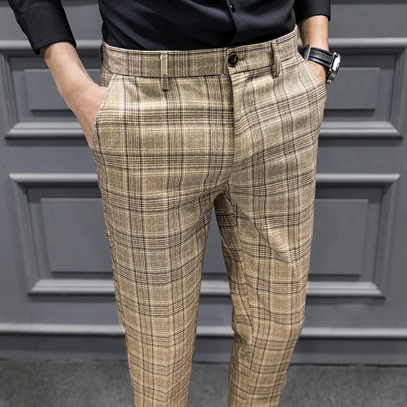 Men Clothing Plaid Business Suit Trousers/Male Slim Fit Fashin Leisure Suit Pants/British Formal Dress Suit Trousers 28-36 240708