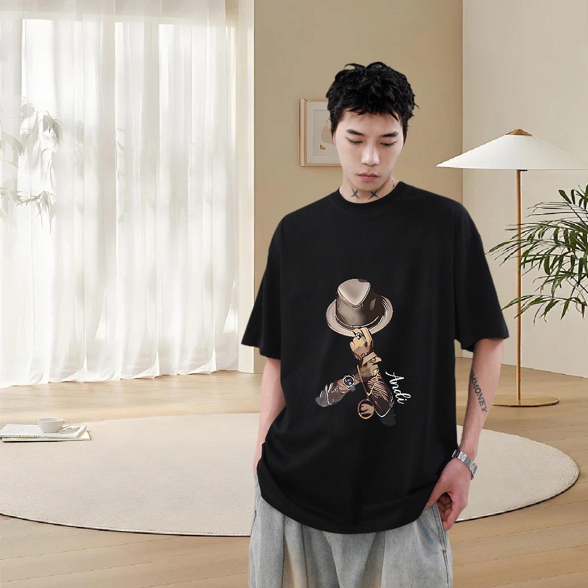 Classic T Shirts Men Hip Hop Street Cotton Breathable Short Sleeve Mens Tshirts DIY Customized Graphic Top Tees