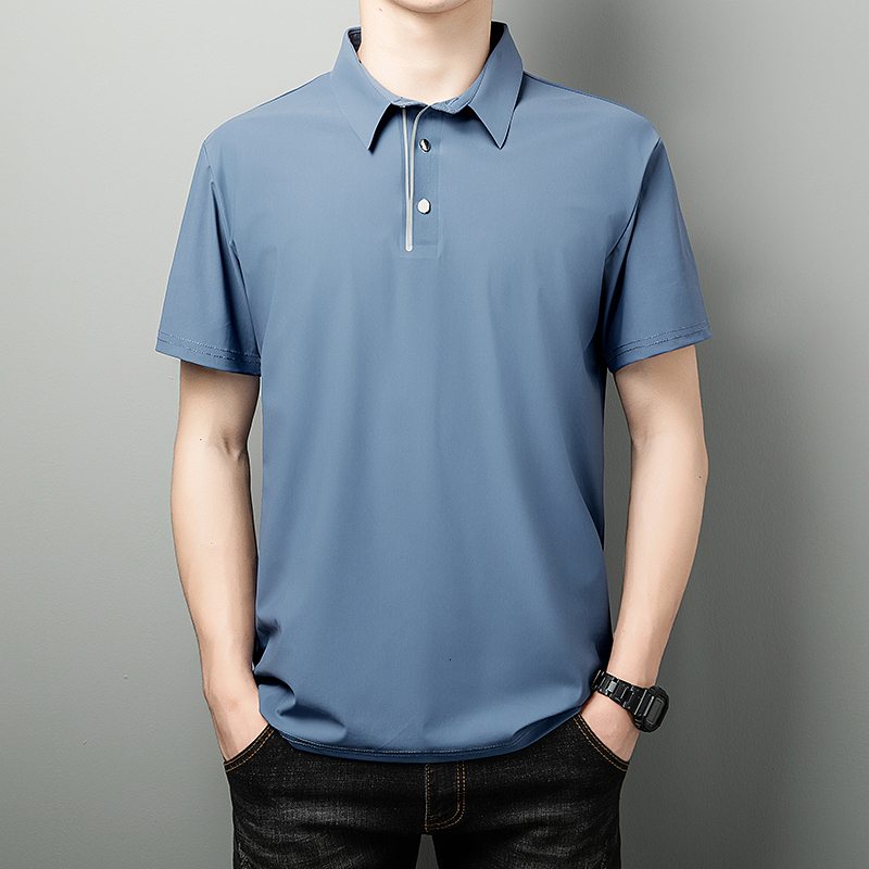 Men's Ice Silk Quick Drying Polo Shirt 2023 Summer New Short sleeved Casual Versatile Loose Paul T-shirt