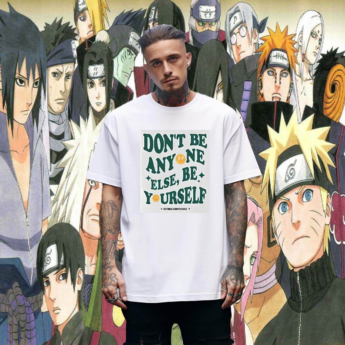 Wholesale T Shirts Men don't be any one else 230g Cotton Cartoon Print Men Tees Summer Casual Cotton Breathable Short Sleeve Brand Top Tees