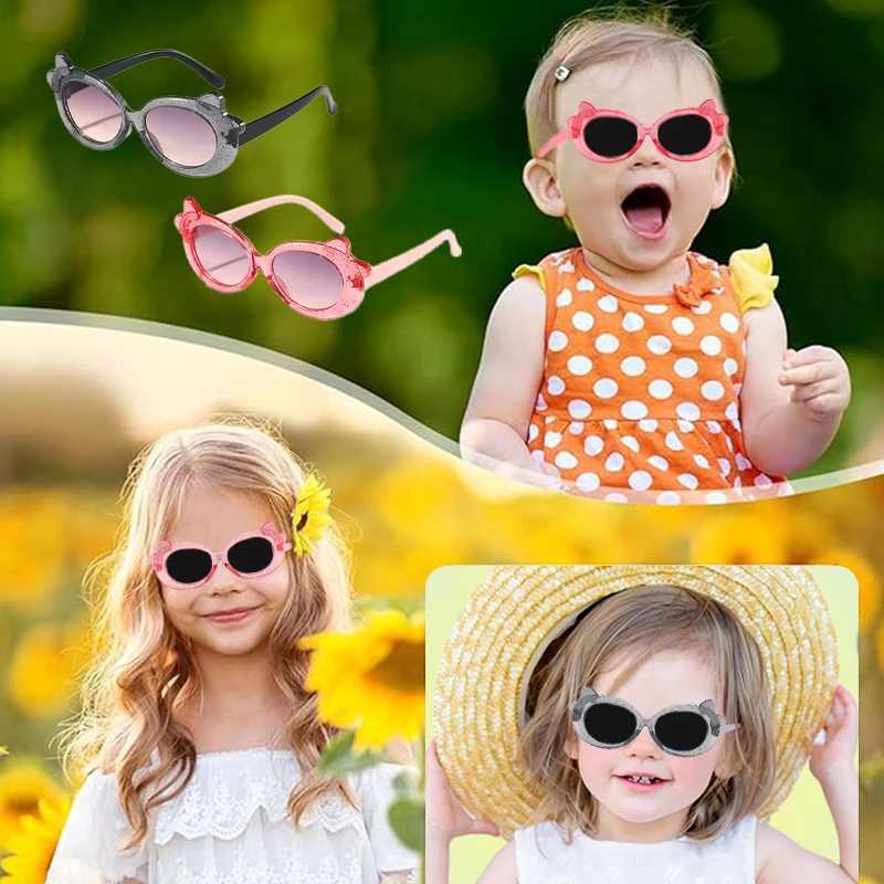 Sunglasses 2024 New Children Cute Oval Bowknot Transparent Colors Sunglasses UV400 Girls Outdoor Sun Protection Sunglasses Kid Sun Glasses