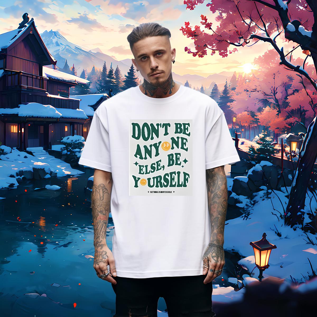 High Quality Men Tees be yourself 100% Cotton 230g Breathable Crew Neck Cotton Outdoor Men T Shirts Black White New Designer Tops