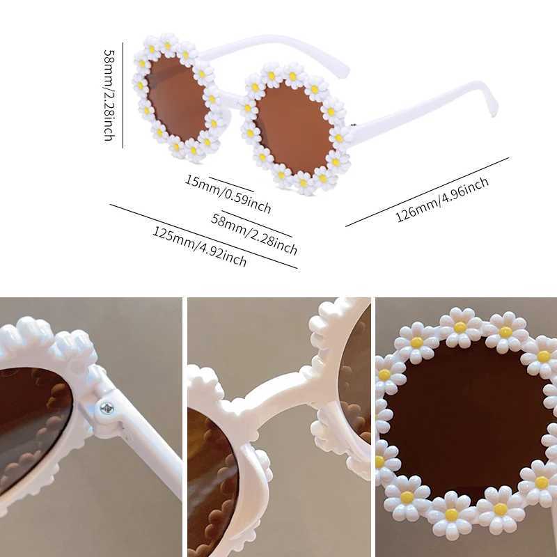 Sunglasses 2024 Boys Girls Fashion Acrylic Colors Daisy Sunglasses UV400 Outdoor Children Lovely Protection Sunglasses Kids Sun Glasses