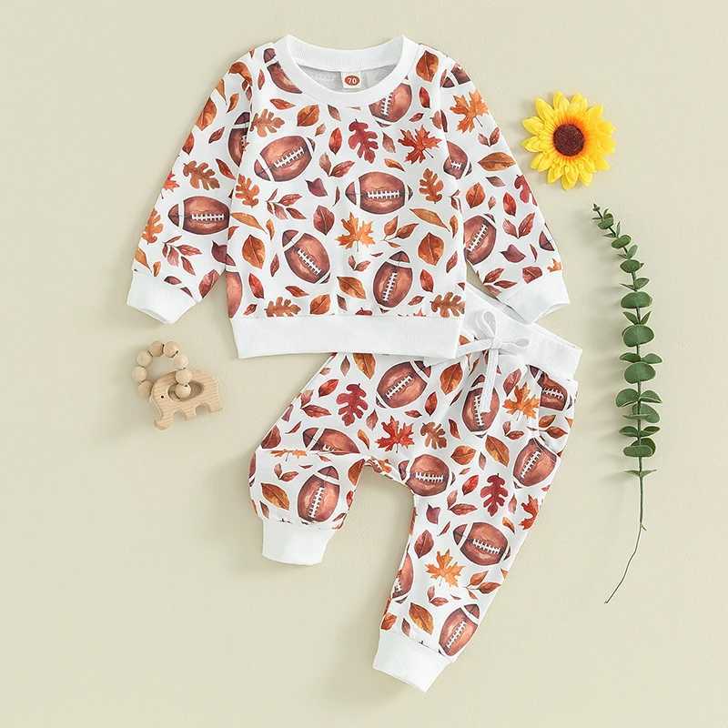 Clothing Sets 2023-08-17 Lioraitiin 0-3Y Newborn Baby Girl Boy Clothes Football Long Sleeve Pullover Sweatshirt Long Pants Fall Winter Outfit BN0O