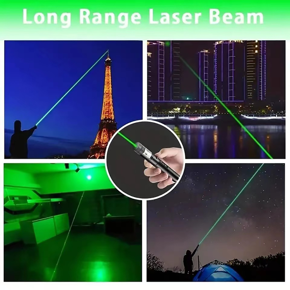 Long Range Tactical Green Beam Flashlight Laser Pointer rechargeable Laser Pointer Cat Toys with Star Cap Adjustable