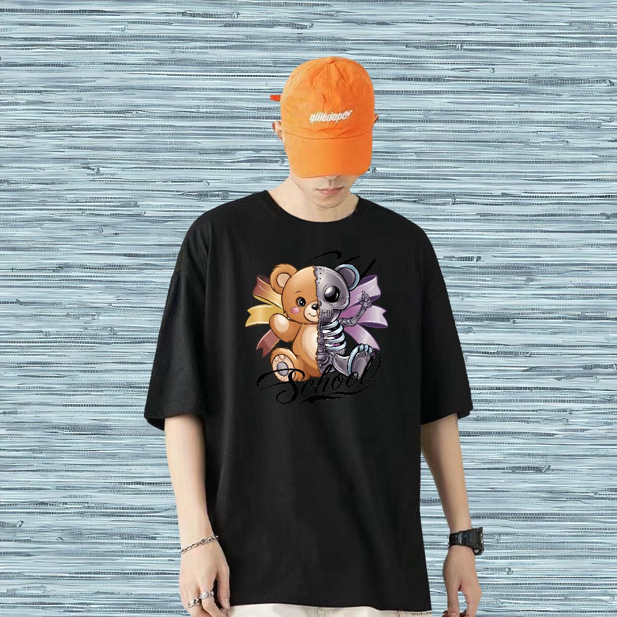 High Quality T shirt bear 230g 100% Cotton Sports Casual Crew Neck Cotton Breathable Men Tops Tees New Designer Anime Print Top Tees