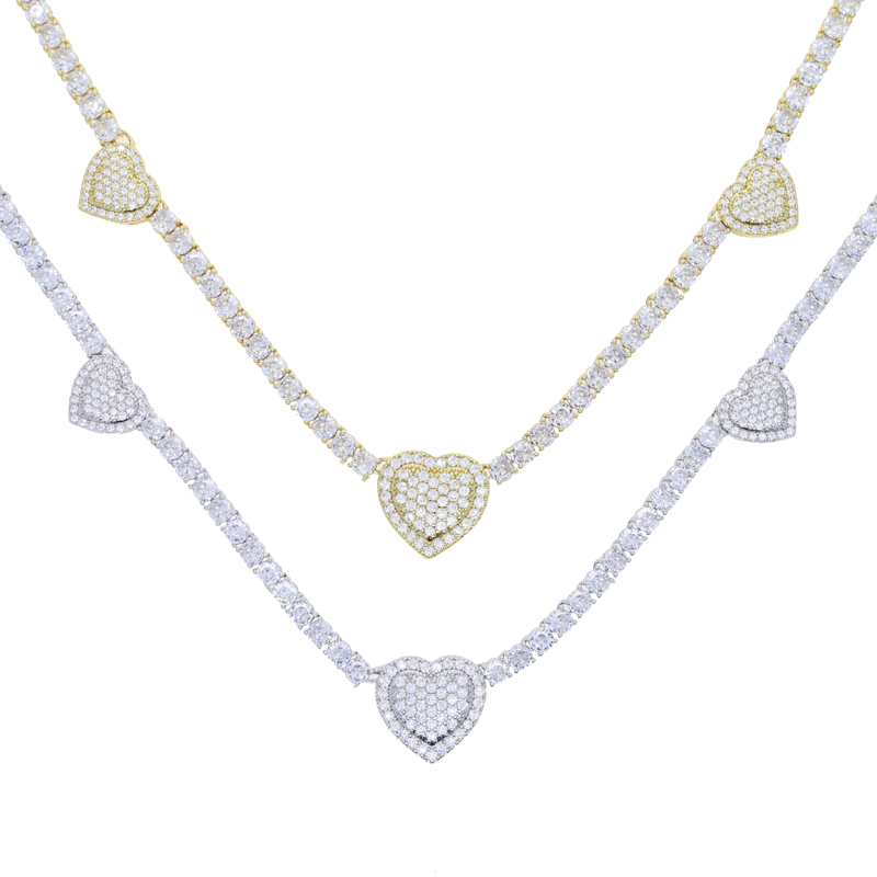 Iced Out Bling Cz Butterfly Heart Tennis Necklace Micro Paved Cubic Zirconia Link Chain Best Gift for Women Hip Hop Jewelry