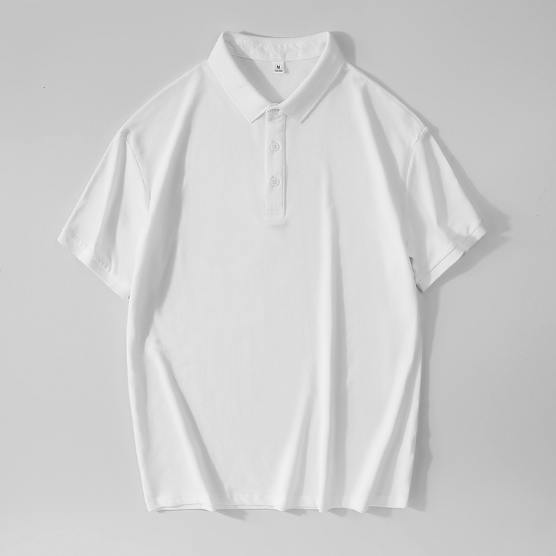 Cotton men's high-end casual comfortable short sleeved solid color cotton fashionable polo shirt