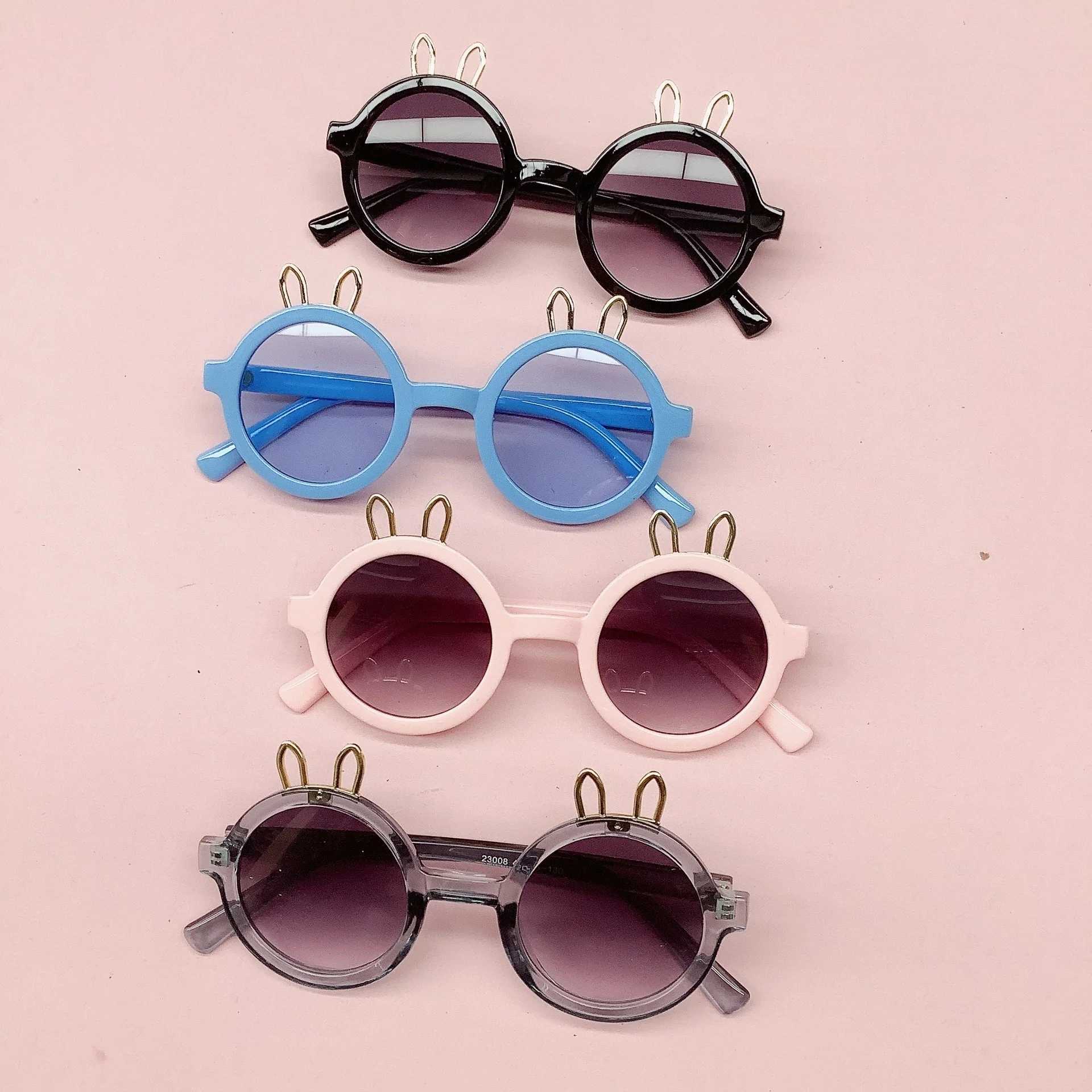 Sunglasses New childrens sunglasses Cute cartoon metal ear sunglasses Anti-ultraviolet sunglasses