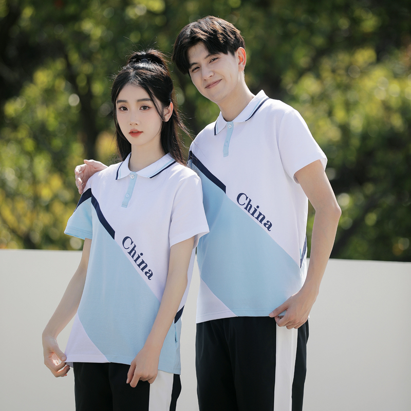 Polo shirt simple short sleeved summer student school uniform couple different sportswear