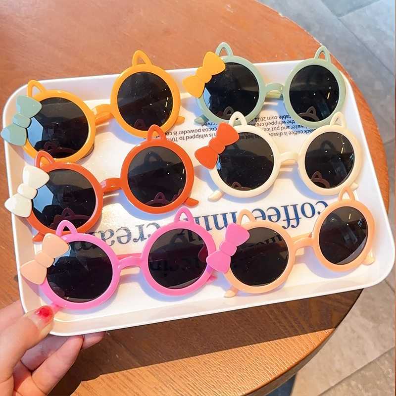 Sunglasses 2023 Girls Boys Cute Animal Ears Cat Eye Sunglasses Outdoor Sun Protection Children Lovely Vintage Kids Protection Sunglasses