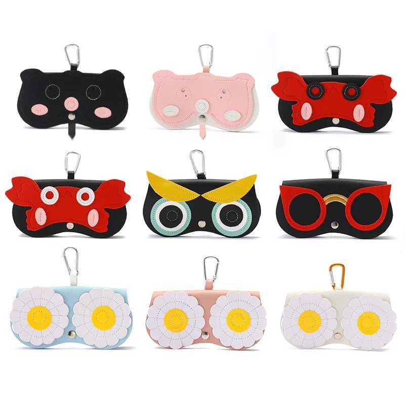 Sunglasses 2022 Children Cute Cartoon PU Leather Sunglasses Case Portable Eyeglasses Bag Storage Protection Glasses Case Kids