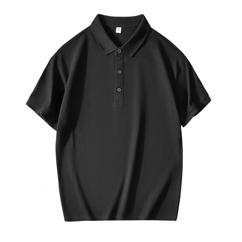 Cotton men's high-end casual comfortable short sleeved solid color cotton fashionable polo shirt