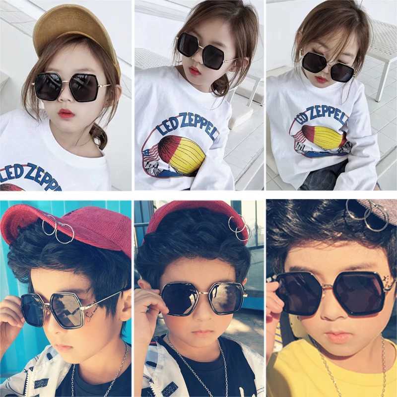 Sunglasses Baby Kids Cute Polygonal Bounding Alloy UV400 Sunglasses Boys Children Outdoor Sun Protection Sunglasses Girls Fashion Glasses