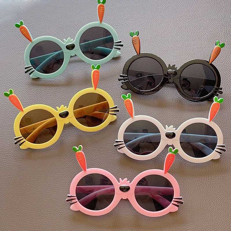 Sunglasses 2023 New Children Cute Cartoon Carrot Rabbit Sunglasses UV400 Baby Girls Outdoor Acrylic Protection Sunglasses Kids Sun Glasses