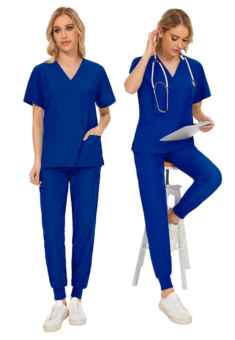 White Color Scrubs Set Women Men Hospital Uniforms Doctors Nurse Accessories Dental Clinic Beauty Salon Workwear Clothes 240715