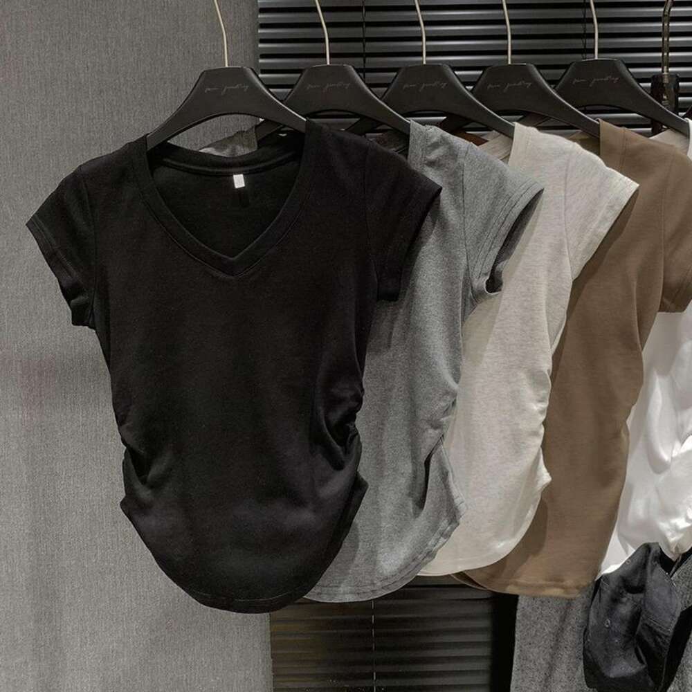 Designer sexy women's short sleeved summer slim fit T-shirt for daily wear, outdoor short sleeved multifunctional top