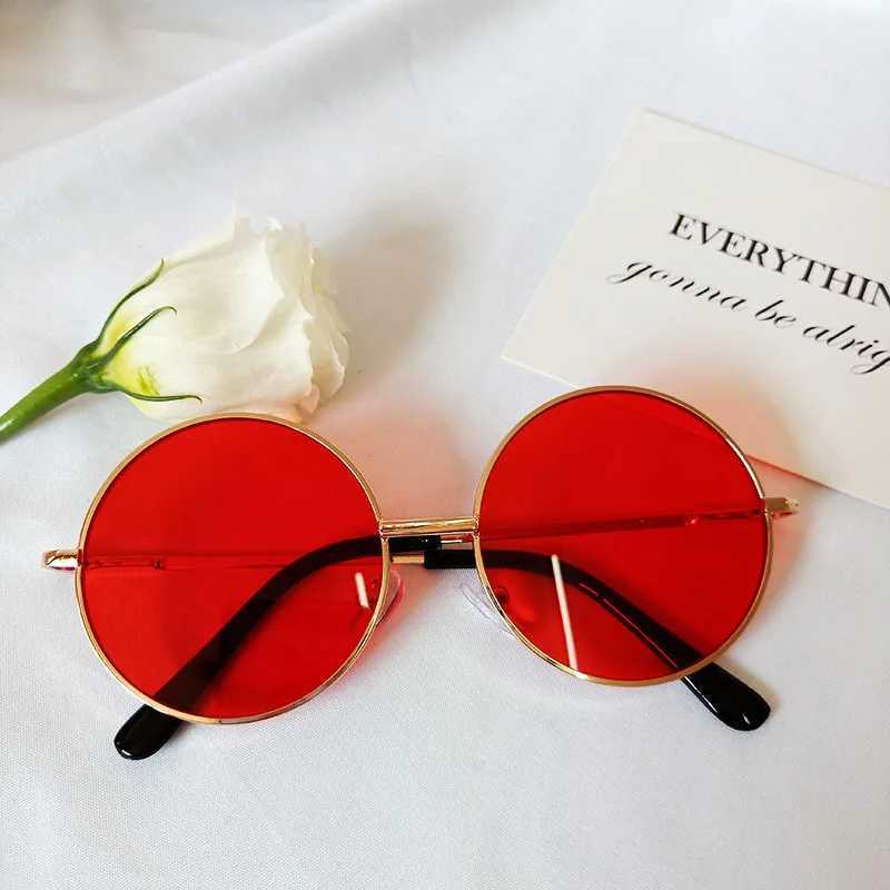 Sunglasses New round frame childrens sunglasses baby stand glasses fashion metal sunglasses