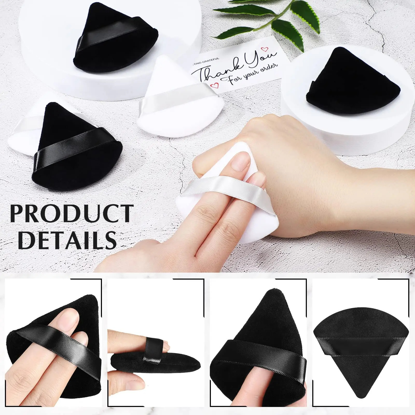 Wholesale 50 pieces of triangular velvet powder puff pizza powder mini makeup sponge washable lightweight makeup tools 240715