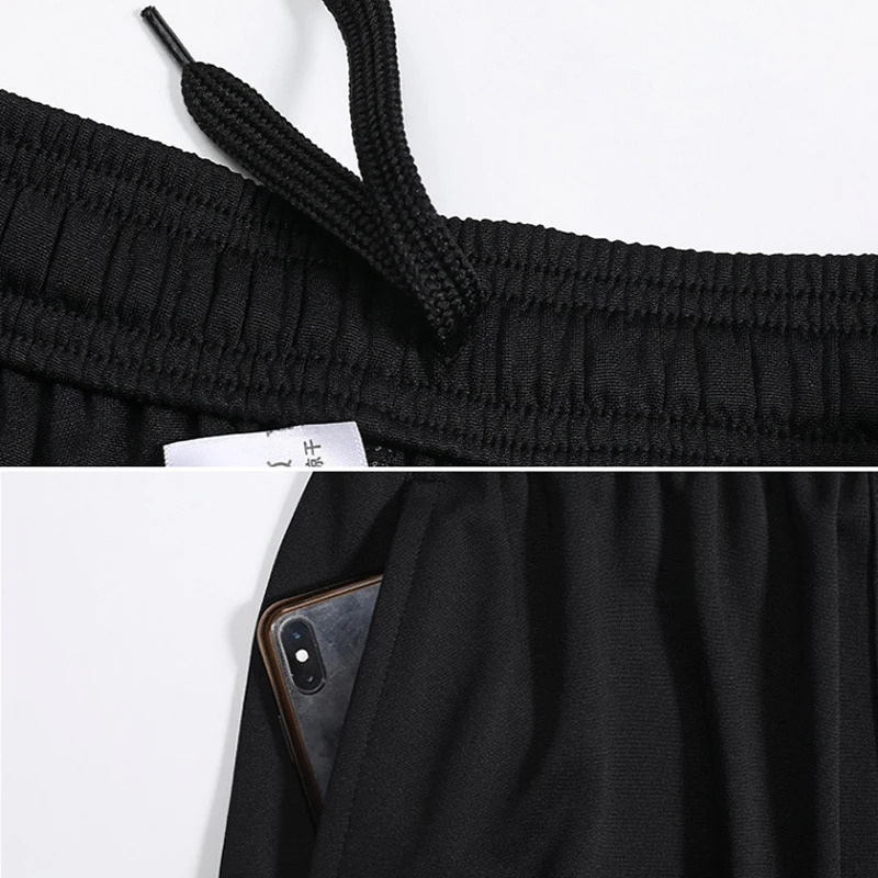 Quick Dry Mens Sports Soccer Football Training Pants With Zipper Pockets Running Jogging Long 240705