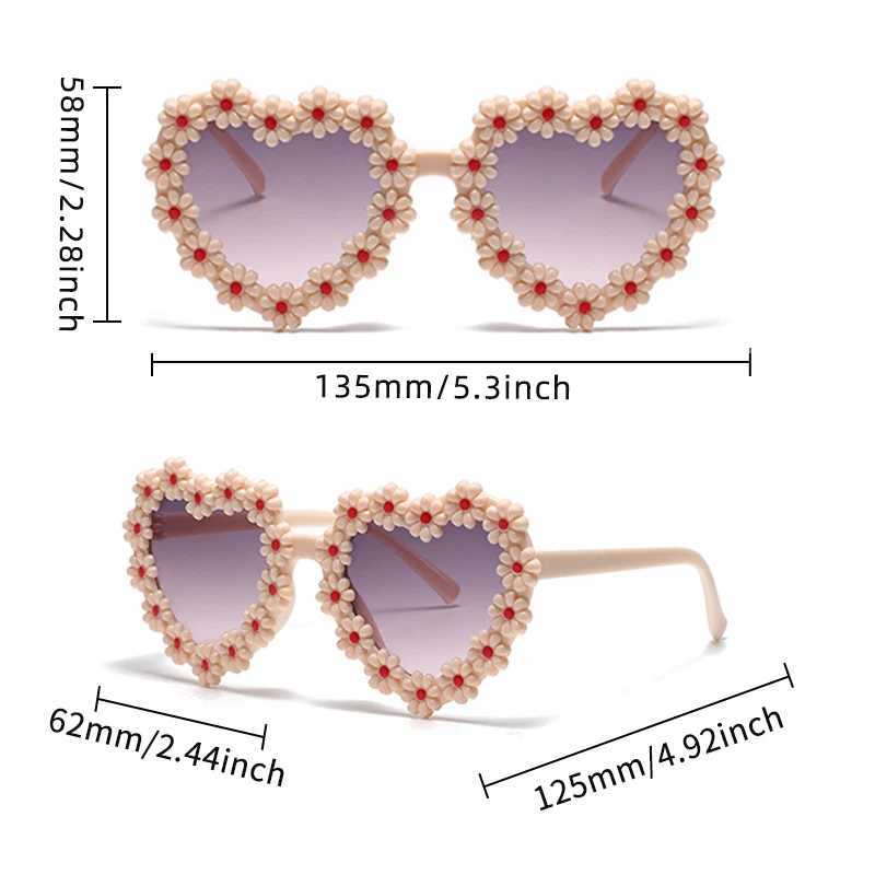 Sunglasses 2024 New Children Fashion Heart Daisy Sunglasses UV400 Baby Girls Boys Vintage Outdoor Sun Protection Sunglasses Kid Sun Glasses