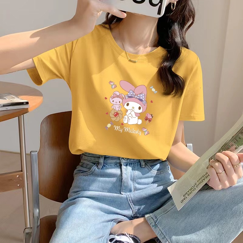 Korea t shirt for women top Short Sleeve tshirt woman Summer New White T-shirt Round Neck Loose Top Fashion T Shirt Women tops