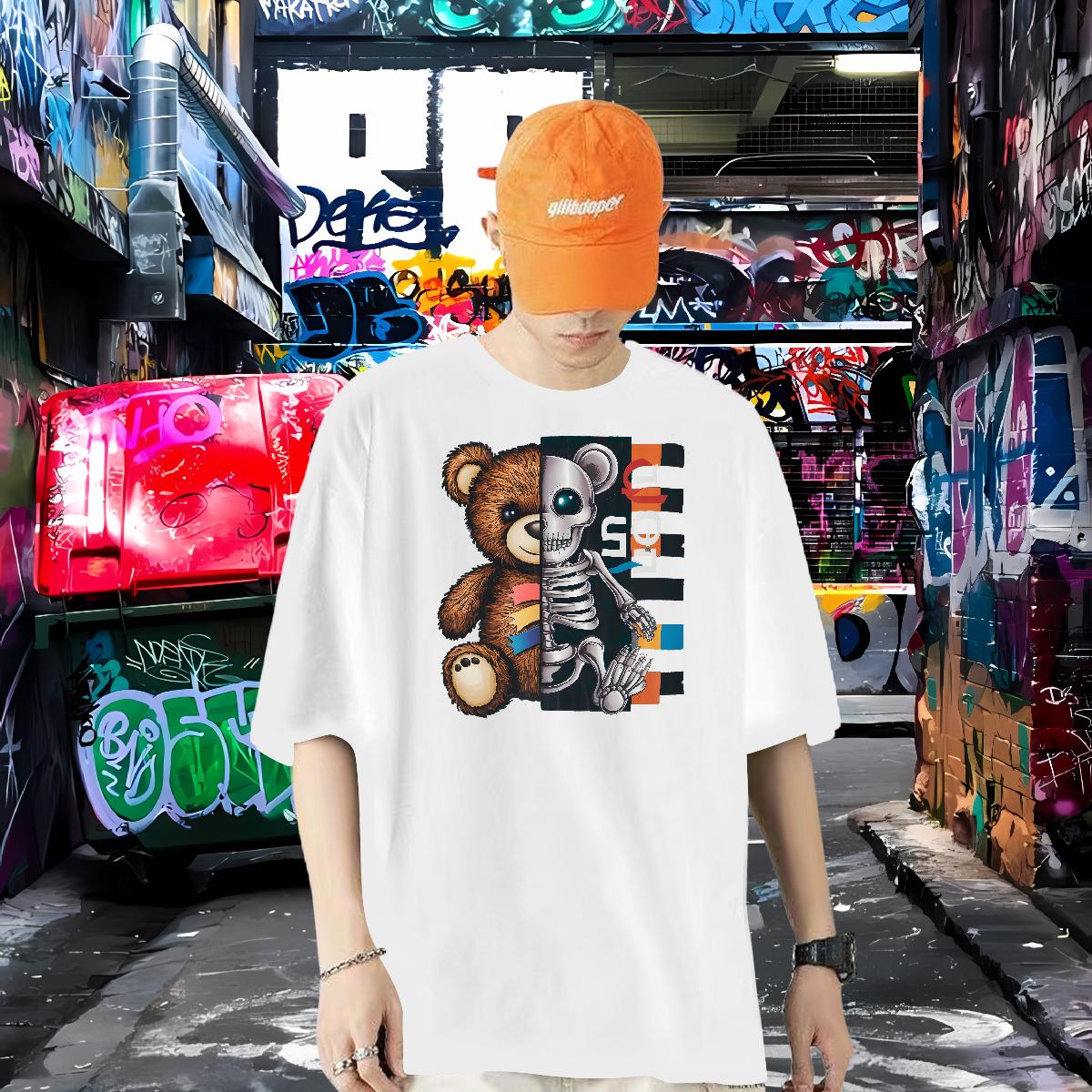 Unisex Men T Shirts bear 230g 100% Cotton Casual Daily Wear Breathable Crew Neck Men Tops Tees Stylist Custom Anime Wear