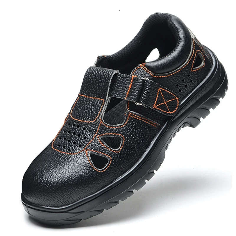 Labor Insurance Men Steel Toe Caps Anti-Smashing Safety Shoes Breathable Deodorant Wear-Resistant Work Sandals atillas