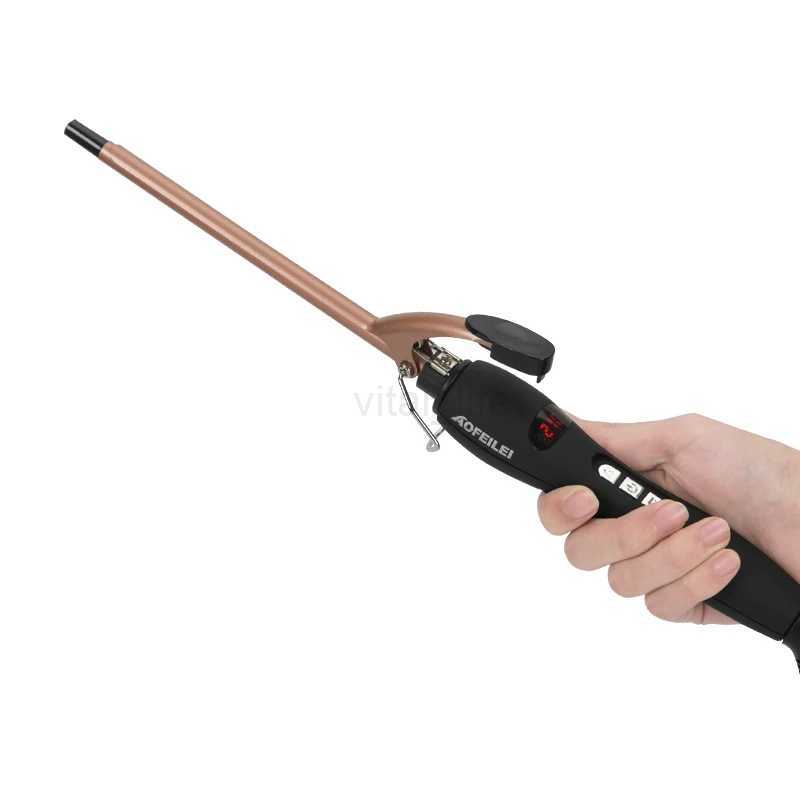 Aofeilei professional 9mm curling iron Hair waver Pear Flower Cone Ceramic curling wand roller beauty Salon Hair CurlersCL240716