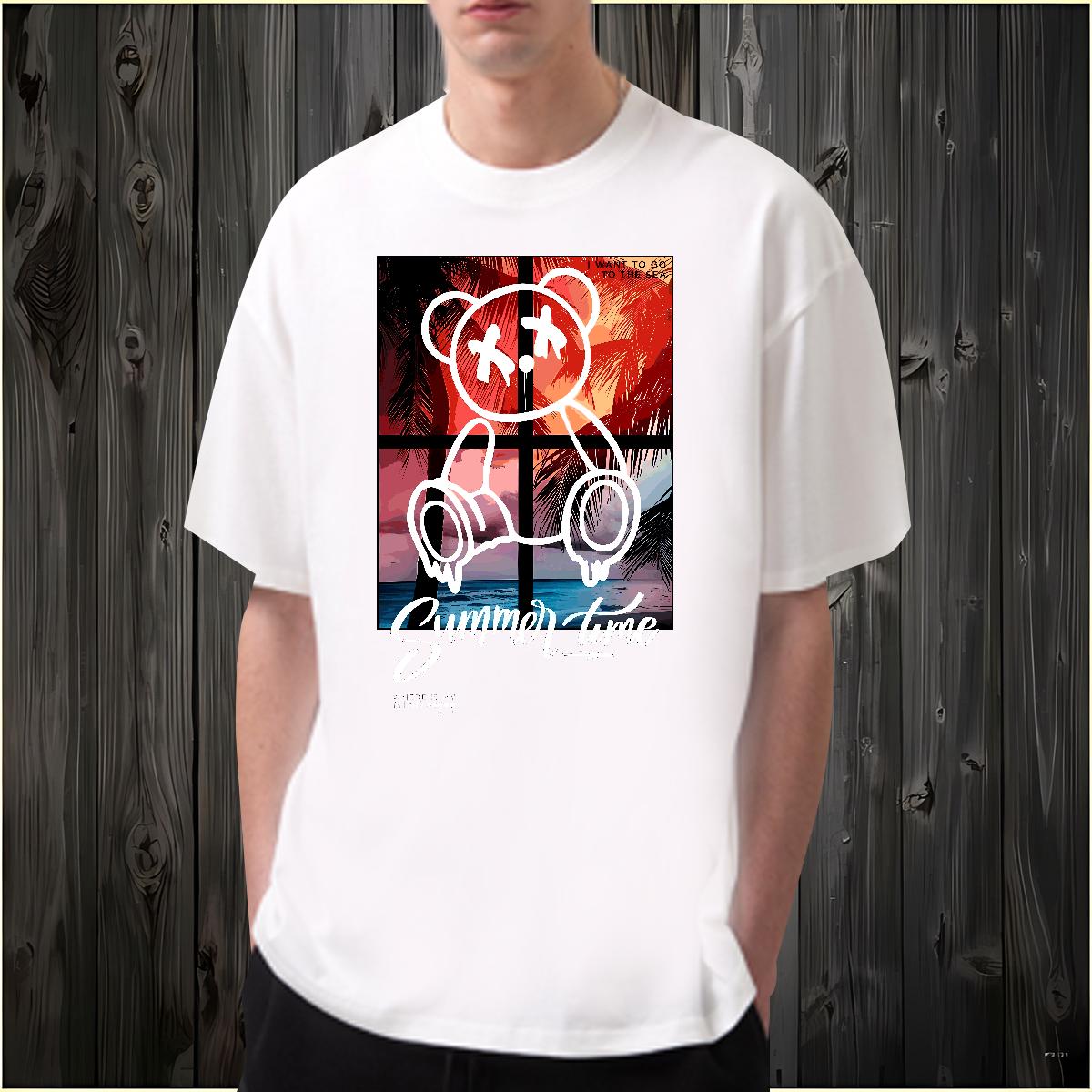 2024 DIY Men T Shirts Graffiti Art 230g Cotton Custom Printing Mens Tshirts Summer Casual Breathable Crew Neck Popular Tees Shirts