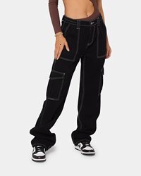 Wholesale Stacked High Quality 6 Pocket Tactical Jeans Cargo Womens Loose P