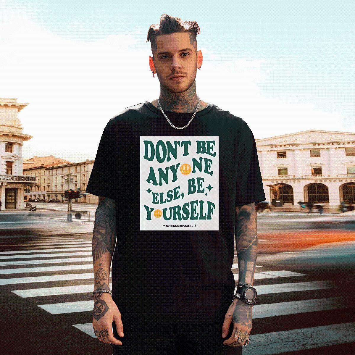 2024 Designer T Shirt For Man don't be any one else 230g Cotton Plus Size Cartoon Men Clothes T-Shirt High Street Hip Hop Cotton Breathable High 