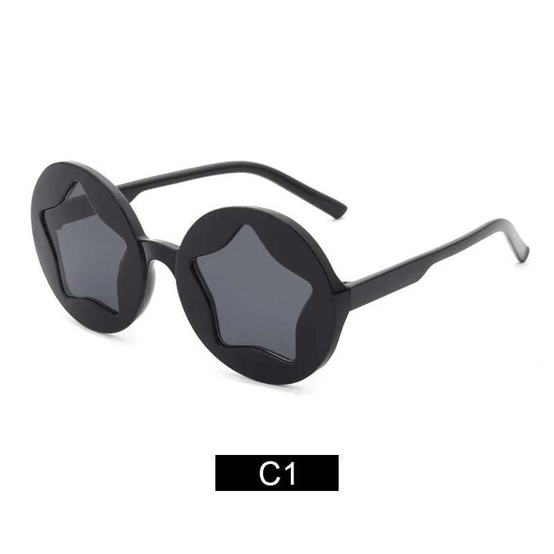 Sunglasses New childrens round frame five pointed star Sunglasses personality decoration baby fashion lovely sunshade color