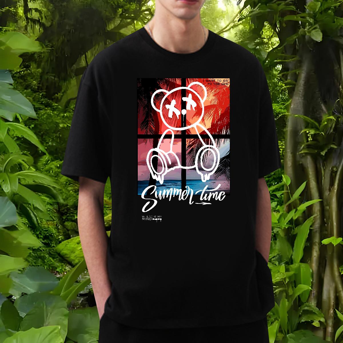 2024 DIY Men T Shirts Graffiti Art 230g Cotton Custom Printing Outdoor Tshirts Short sleeve Cotton Soft Cool