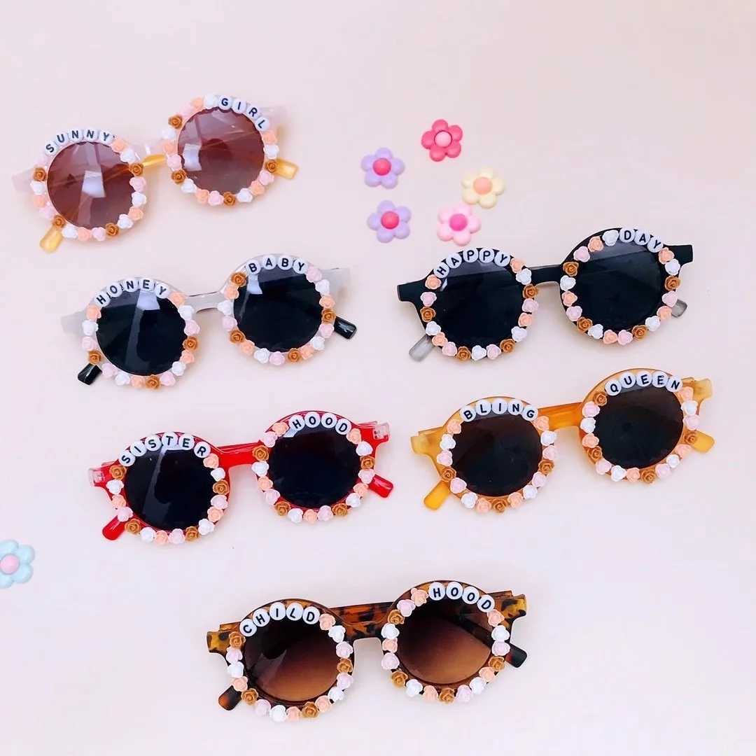 Sunglasses childrens Sunglasses with glued New letter sunglasses and anti ultraviolet personalized Sunglasses