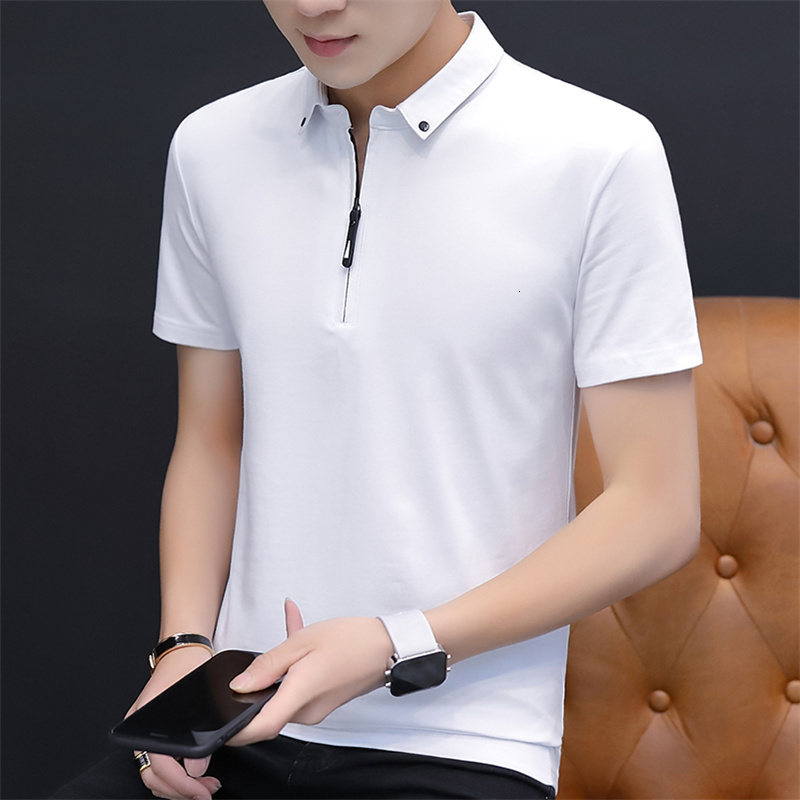 Summer pure cotton short POLO shirt, men's trendy T-shirt, casual mid sleeved high-end 2023 new collared clothes