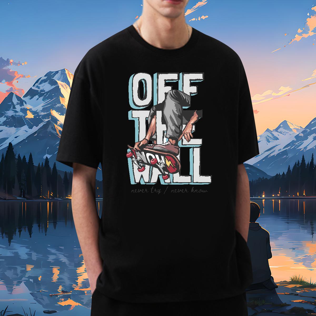 Cool Men Tops Tees Graffiti Art 230g Cotton Round Neck Short Sleeve Street Casual T-Shirts White Plus Size Wholesale Tshirts