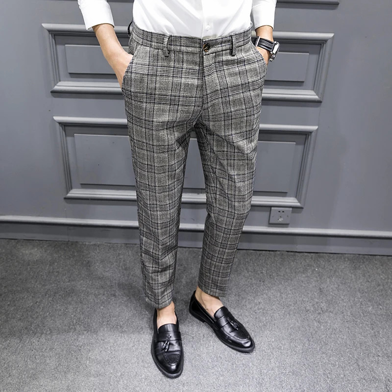 Men Clothing Plaid Business Suit Trousers/Male Slim Fit Fashin Leisure Suit Pants/British Formal Dress Suit Trousers 28-36 240708