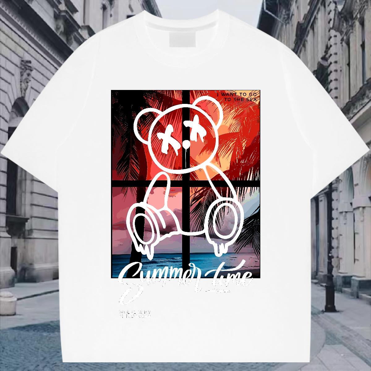 2024 DIY T-Shirts for Men Graffiti Art 230g 100% Cotton Graphic Men Tops Tees Casual Daily Wear Cotton Breathable Cool Tees Shirts