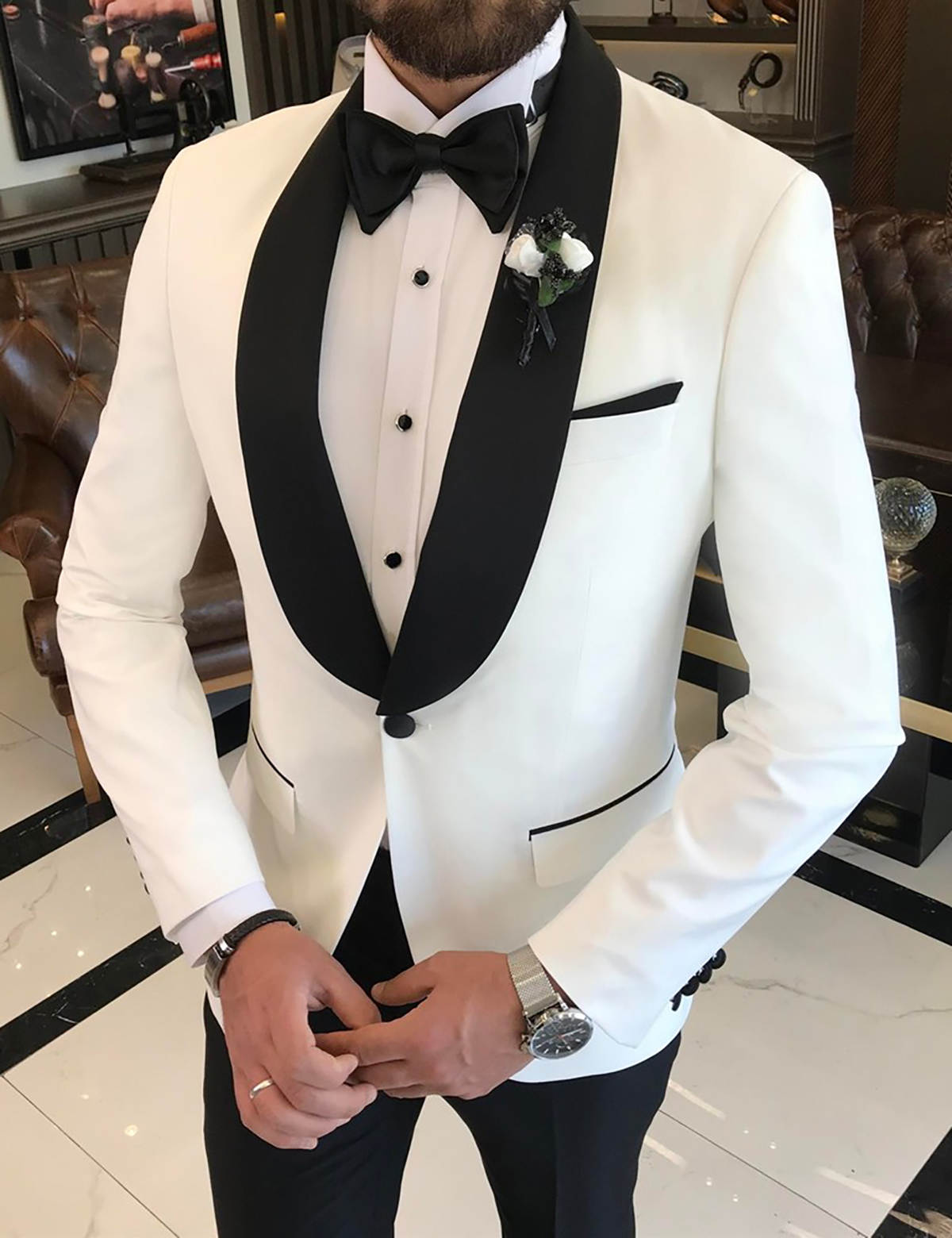Groom Men Wedding Suits 2 Pieces Custom Made Shawl Lapel Formal Tuxedos For Business Groomsman Wear Party Birthday